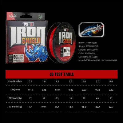 SeaKnight Brand IRON SHIELD Series Never Faded X8 PE Line 300M 150M Double-Layered Coating Multifilament PE Line 17-50LB -  - Cast N Go