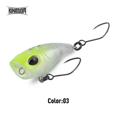 Floating fishing lure, pale green translucent body with black eye and two treble hooks
