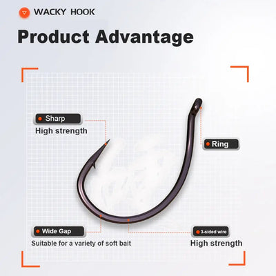 Drop shot hook close-up illustration with wide gap and sharp high-strength wire