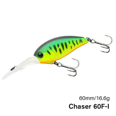 TSURINOYA crankbait fishing lure, neon green and orange with treble hooks