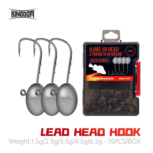 Lead head jig hooks set with gray oval weights and multiple curved hooks in a pack
