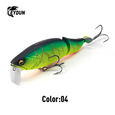 Green and yellow fishing lure with transparent lip, black back, and treble hooks; Color: 04