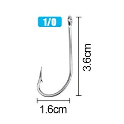 J hook fishing hook size 1/0, 3.0cm overall length