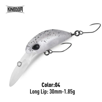 Hard plastic minnow crankbait, Color04 speckled gray with long lip and treble hooks