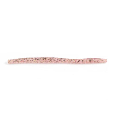 Light pink speckled silicone worm bait lure with glitter texture, long flexible body
