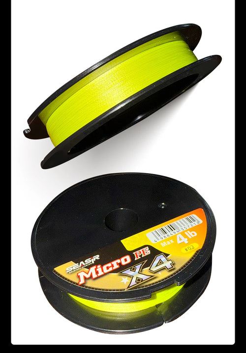 Neon yellow braided fishing line spool set with label card