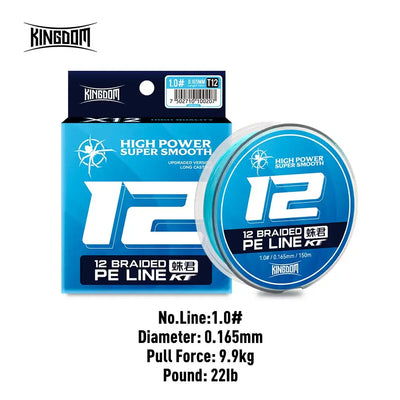 Braided PE fishing line spool, 12-strand I2, 1.0# line, 0.165mm diameter