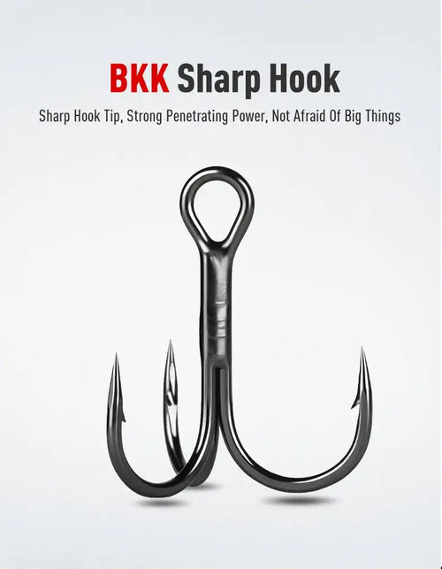 Black BKK sharp hook with three curved points and sturdy eyelet for secure attachment on LEYDUN Z-Claw topwater stickbait