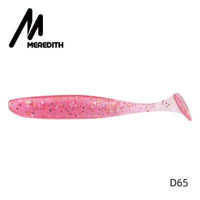 MEREDITH silicone swimbait lure, pink shiner body with glitter speckles, D65 variant