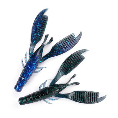 Blue glitter craw flapper soft plastic jig trailer with ribbed claws