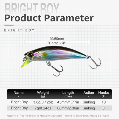 Sinking minnow lure, green and blue with chartreuse belly, two treble hooks
