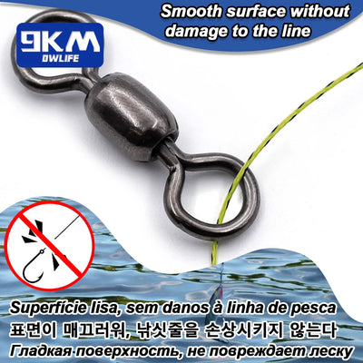 9KM DWLIFE Crane Barrel Swivel – Black Nickel SUS304 | Size #10 to #1 | 13–44kg | 50–200pc
