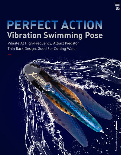 Blue and silver vibration crankbait lure with red eye and two treble hooks.