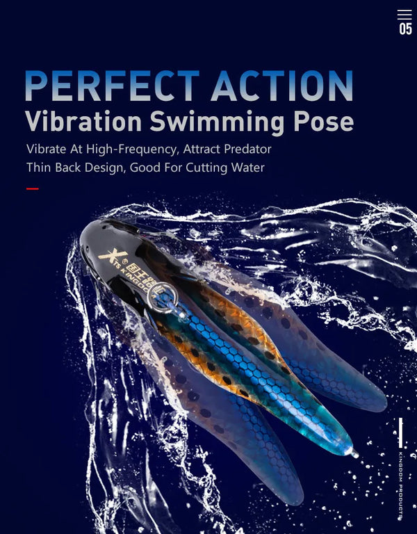 Blue and silver vibration crankbait lure with red eye and two treble hooks.