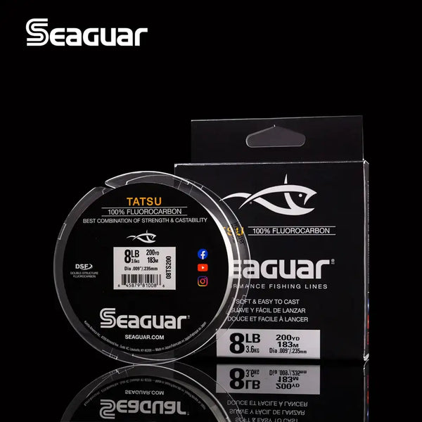 Seaguar Tatsu DSF fluorocarbon fishing line spool with 6 lb box