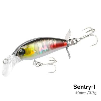 Sinking minnow fishing lure, 40mm 3.7g, red-black back with yellow belly and silver hooks