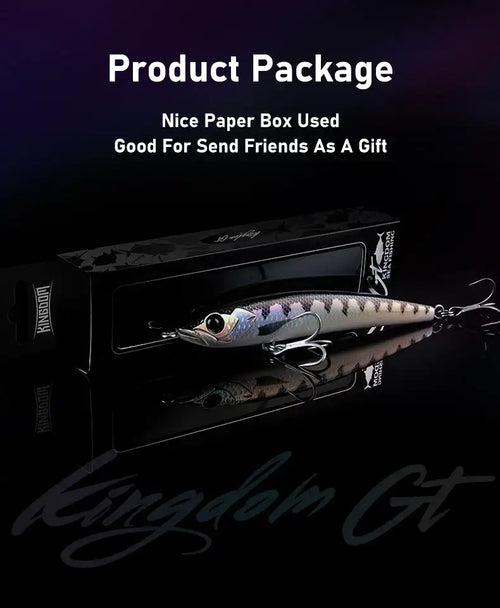 Sinking pencil lure in gift box package, iridescent lure with two treble hooks