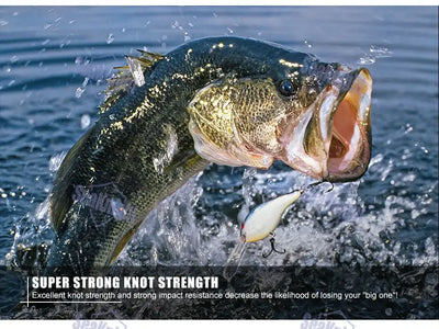 Large fish leaping with baited hook and splash water, indicating strong fishing line