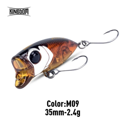 Fishing lure, orange-brown 35mm 2.4g with two treble hooks and black eye