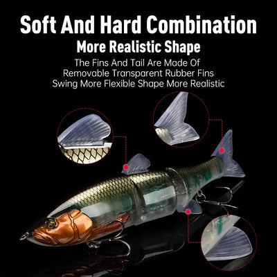 LEYDUN DOWZ SWIMMER 180SF 2oz Slow Floating Fishing Lures Triple Joint Body Glide Swimbaits Hard Baits Wobblers For Bass Pike -  - Cast N Go