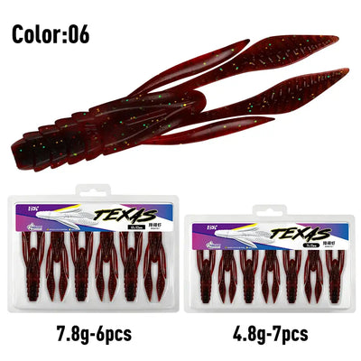 Burgundy red soft plastic lure, two-pack with paddle-tail grubs