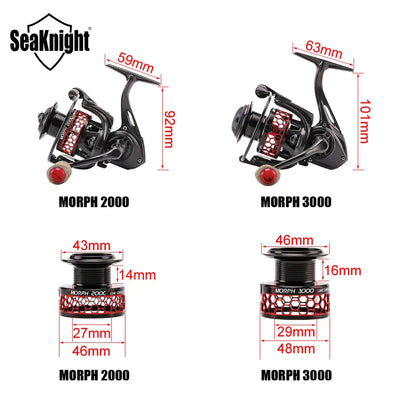 SeaKnight Brand MORPH2000 Spinning Reel 5.2:1 8KG Drag Power Fishing Reel C60 Carbon Fiber Spinning Wheel for Carp Fishing 2000 -  - Cast N Go