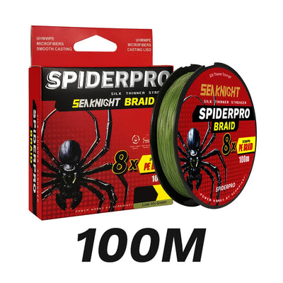 SeaKnight SPIDERPRO X8 8-Strand Braid – Si+ Two-Layer Coating | Ultra-Density | 15–100lb | 100m | 4 Colours