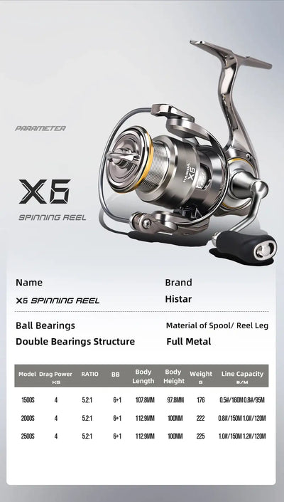HISTAR X6 Spinning Fishing Reel | 800–2500