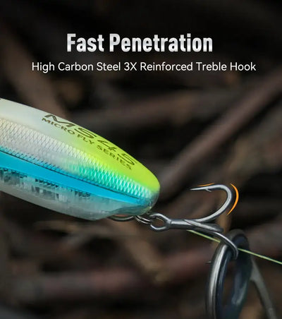 Blue-green silver crankbait lure with clear lip and treble hooks near head