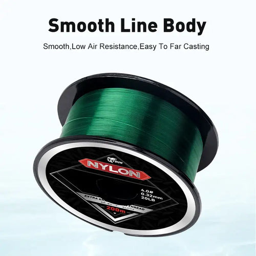 LEYDUN Super Strong Nylon Fishing Line 200m Japan Durable Monofilament Wire Sea Freshwater Main Line Leader Fishing Wire 2-20LB -  - Cast N Go