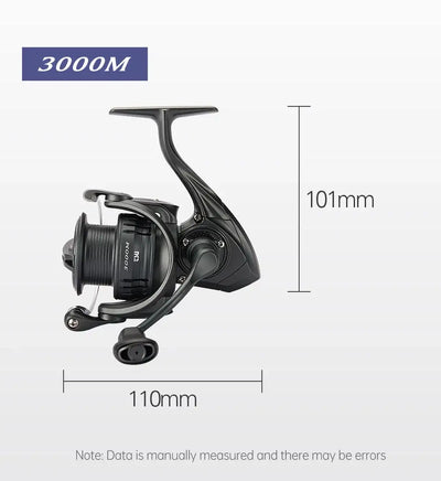 FRERE spinning reel for 3000M, side view with rotor and bail