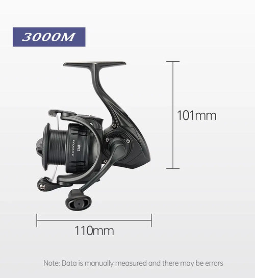 FRERE spinning reel for 3000M, side view with rotor and bail