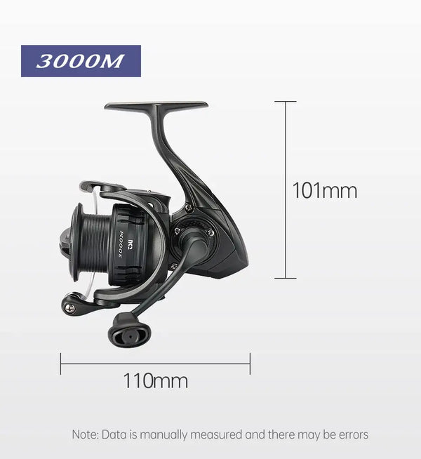 FRERE spinning reel for 3000M, side view with rotor and bail