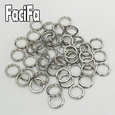 Stainless steel double oval split rings, assorted quantity in a loose pile