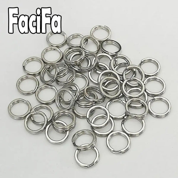 Stainless steel double oval split rings, assorted quantity in a loose pile