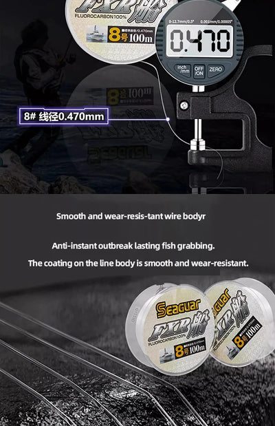 SEAGUAR FXR BOAT Fluorocarbon Mainline – 100% Fluoro | #2–#20 | 100m | Boat Fishing