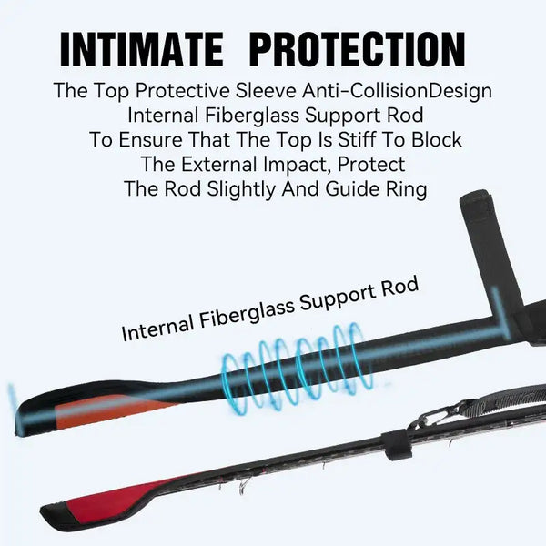 Rod protection bag showing internal support sleeve and top anti-collision padding
