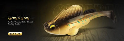 Hunthouse Flextail 135 jointed swimbait, yellow-green body, large eye, treble hooks