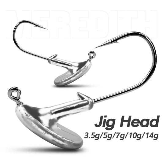 Jig head fishing hooks, silver assorted 3.5g to 14g, barbed hook shanks