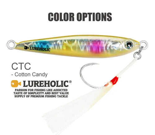 Lureholic 30g ~ 120g Tungsten Jig Slow Falling Hard Bait Fast Sinking Long Casting Metal Jig for Lure Fishig with Hooks -  - Cast N Go