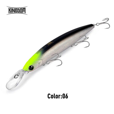 Sinking minnow lure in color 06, neon green and silver shad finish