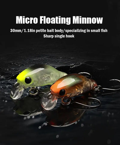 Leydun Puppet Surface Minnow Fishing Lures 30mm 1.5g Floating Shallow Diving Crankbait Fishing Artificial Swimbaits Tackles -  - Cast N Go