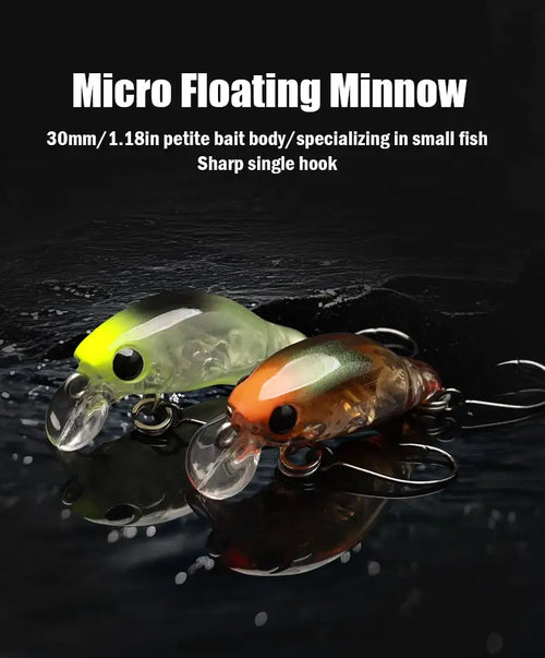 Leydun Puppet Surface Minnow Fishing Lures 30mm 1.5g Floating Shallow Diving Crankbait Fishing Artificial Swimbaits Tackles -  - Cast N Go