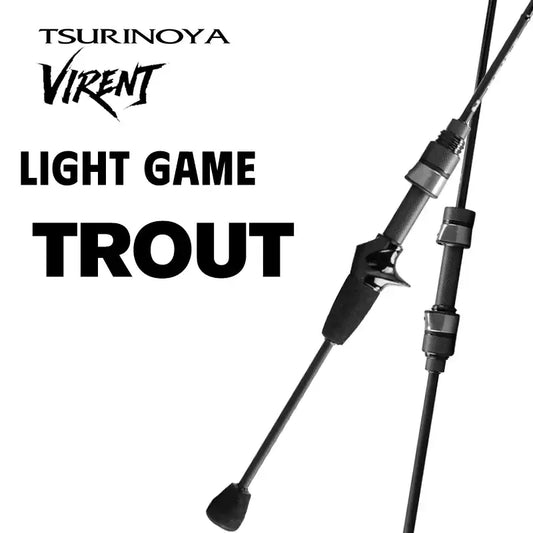 Light game fishing rod with reel seat and line guides, black rod close-up