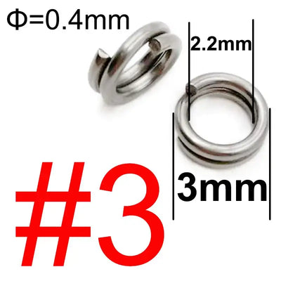 Stainless steel double oval split ring connector, size #3