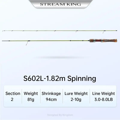 Ultralight spinning fishing rod, 1.82m, carbon lure rod with cork handle