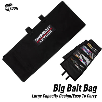 LEYDUN Swimbait Wrap Bag – Fits Up To 12" Baits | 4 Dual-Access Hybrid Pockets | Soft & Hard Lures | Green / Black