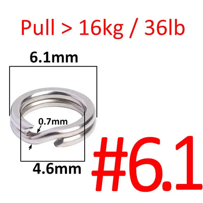 Stainless steel double oval split ring connector, size #6.1