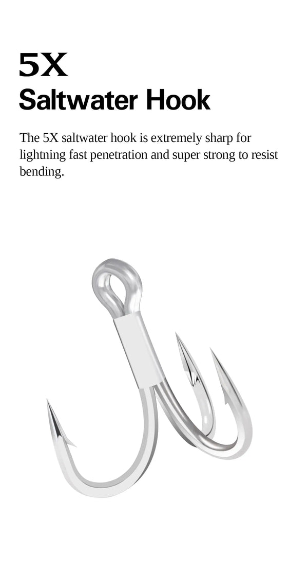 Sinking pencil fishing lure saltwater hook, shiny metal double hooks