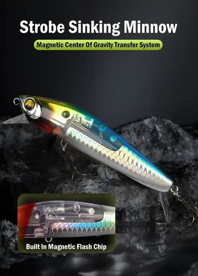 LEYDUN Sinking Sea Bass Fishing Lures Baits 95mm 21g Minnow Lures with Flash Blade Hard lure Good Action Wobblers Tackle Pike -  - Cast N Go